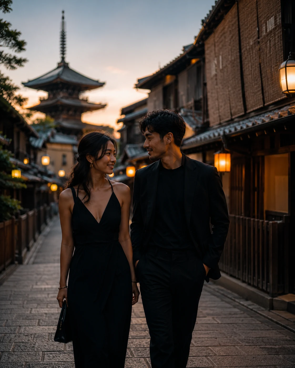 Placeholder de casal em Kyoto para filme de viagem